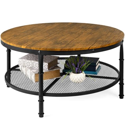 Coupon Round Wood Metal Coffee Table